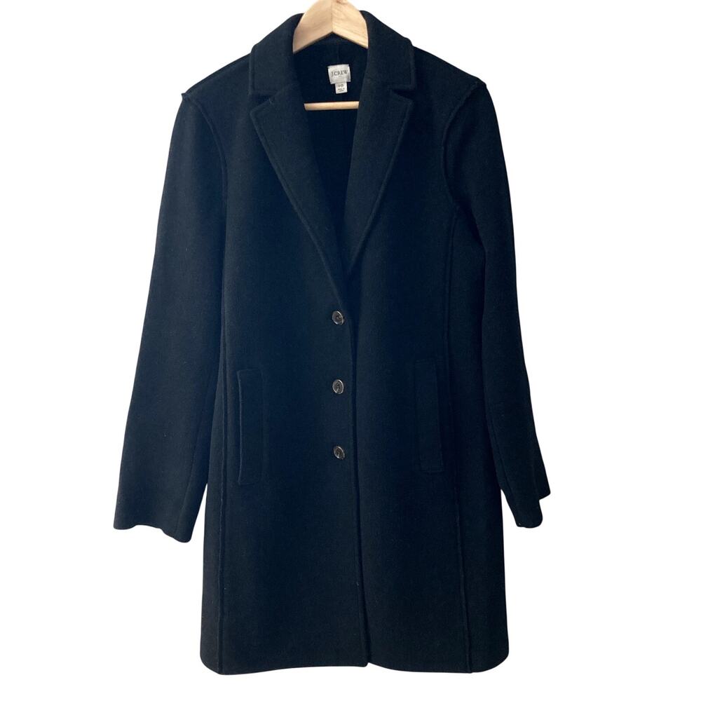 J. Crew Boiled Wool Blend Top Coat - Black - 10